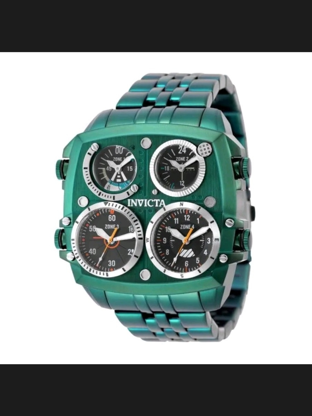 Invicta Aviator Zulu 50mm Metallic Green Quad-Timezone Men's Watch